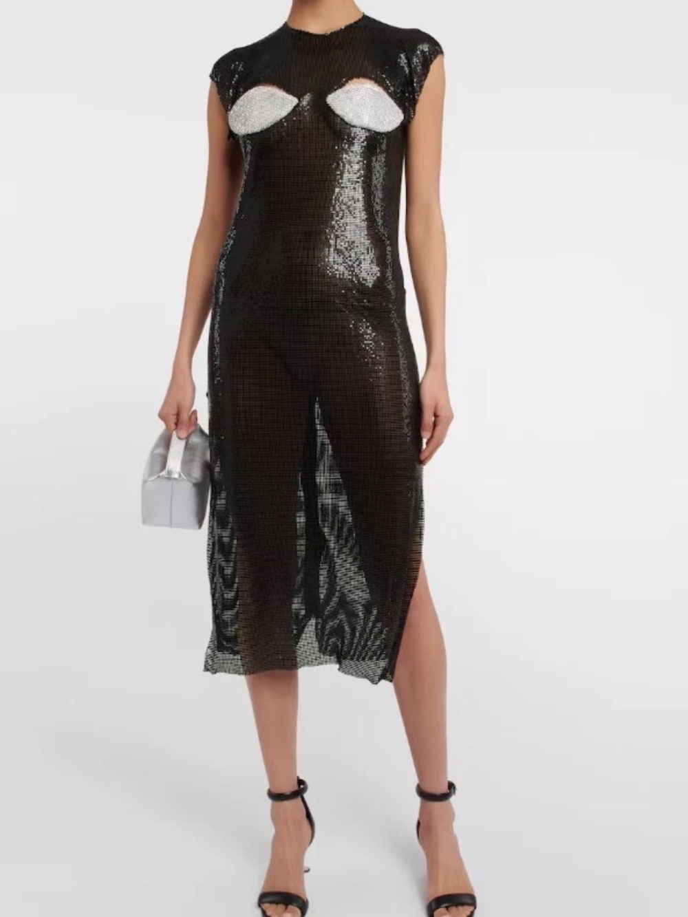 Christopher Kane SS23 Black Chainmail Midi Dress with Crystal Bra Cups and Tags